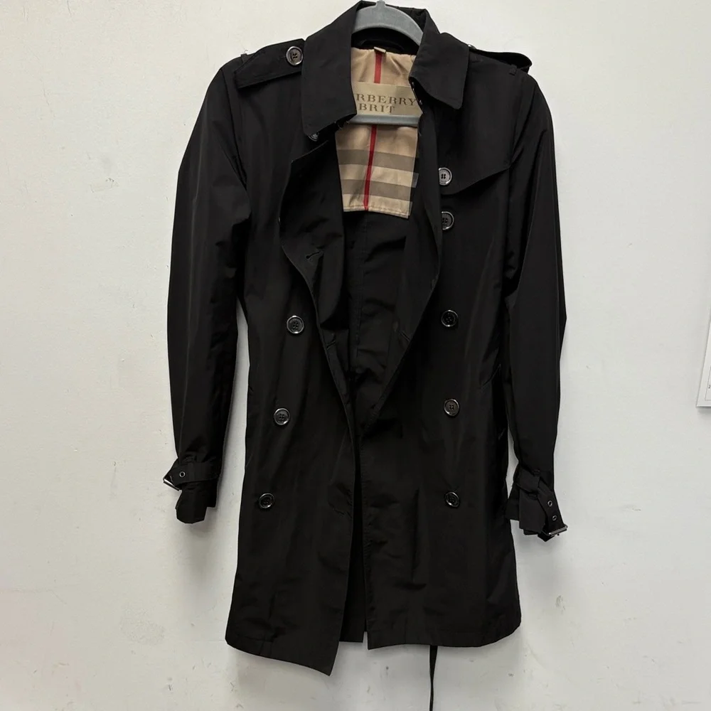 Burberry Dark Trench Coat with Check Lining